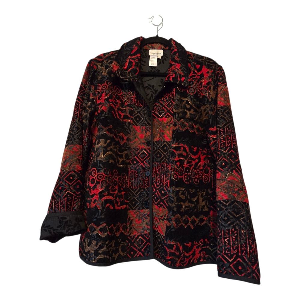 Vintage Victorian Tapestry Reversible Jacket Womens LG Red Black Gold Steampunk